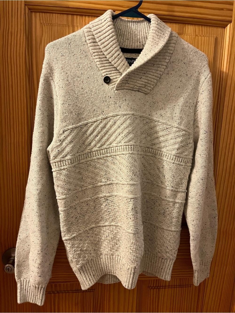 Chaps Cream Shawl-Collar Turtleneck Sweater